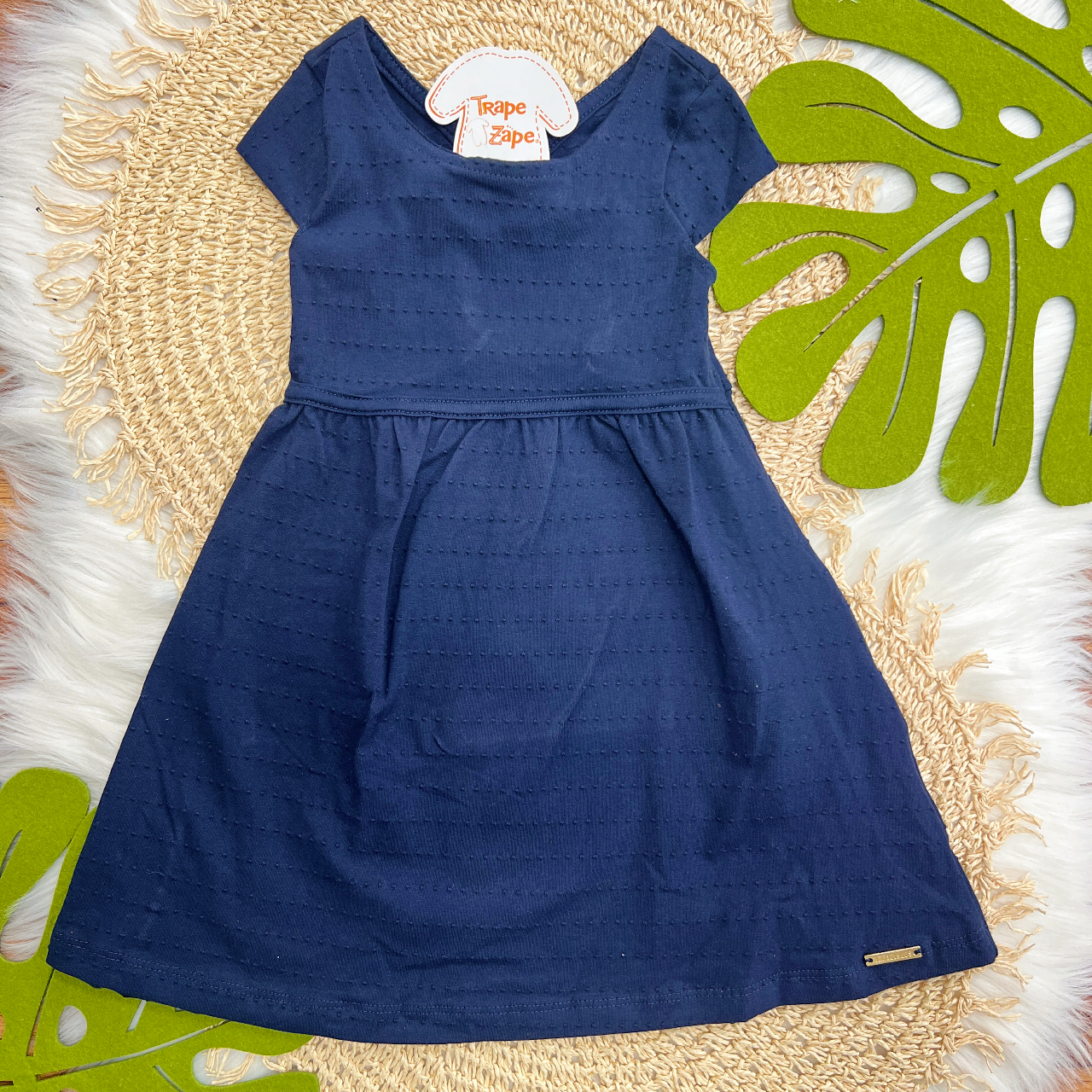 Vestido Ana Bola com Laço na Parte de Trás - Marinho
